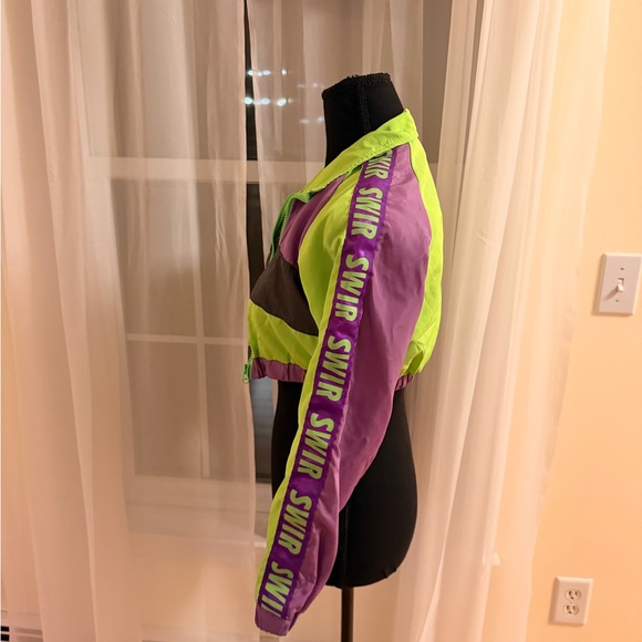 Stylish Green and Purple Bomber Jacket - Picture 2 of 7